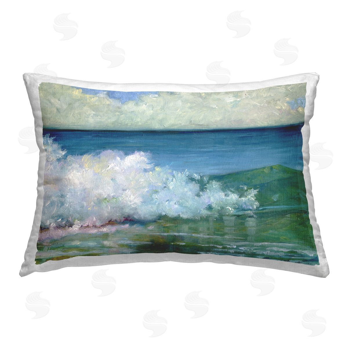 Steve Vanderbosch Strong Splashing Wave Printed Plush Polyester Throw Pillow