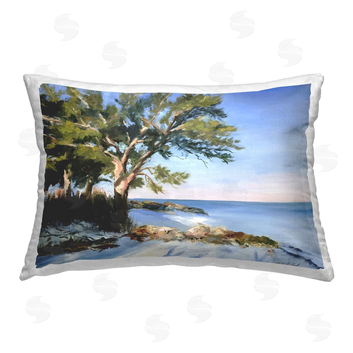 Karin Lind White Sand Beach Printed Plush Polyester Throw Pillow