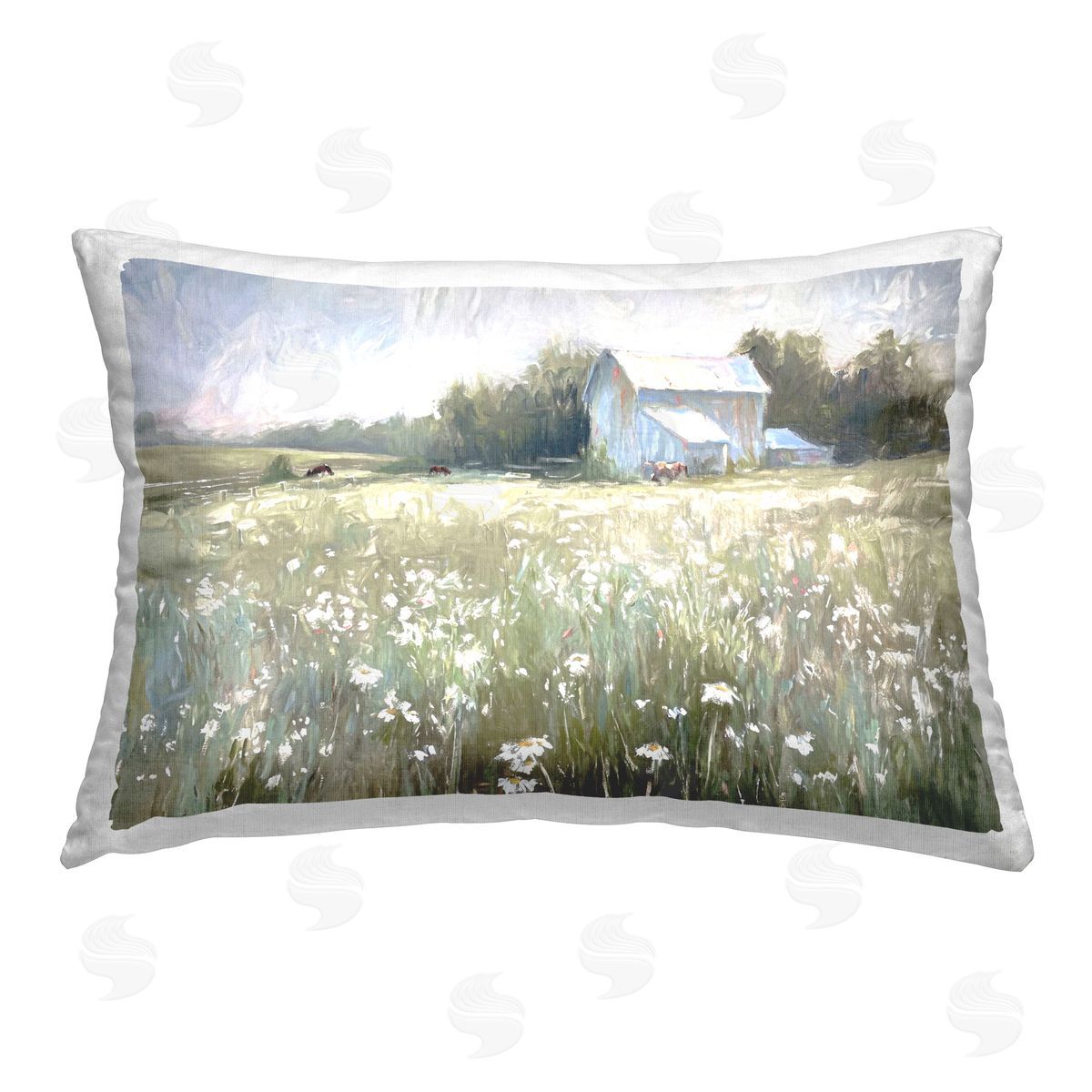Ramona Murdock Peaceful Pasture Meadow Printed Plush Polyester Throw Pillow