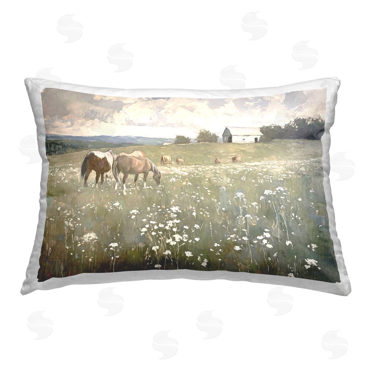 Ramona Murdock Horses in Pasture Printed Plush Polyester Throw Pillow