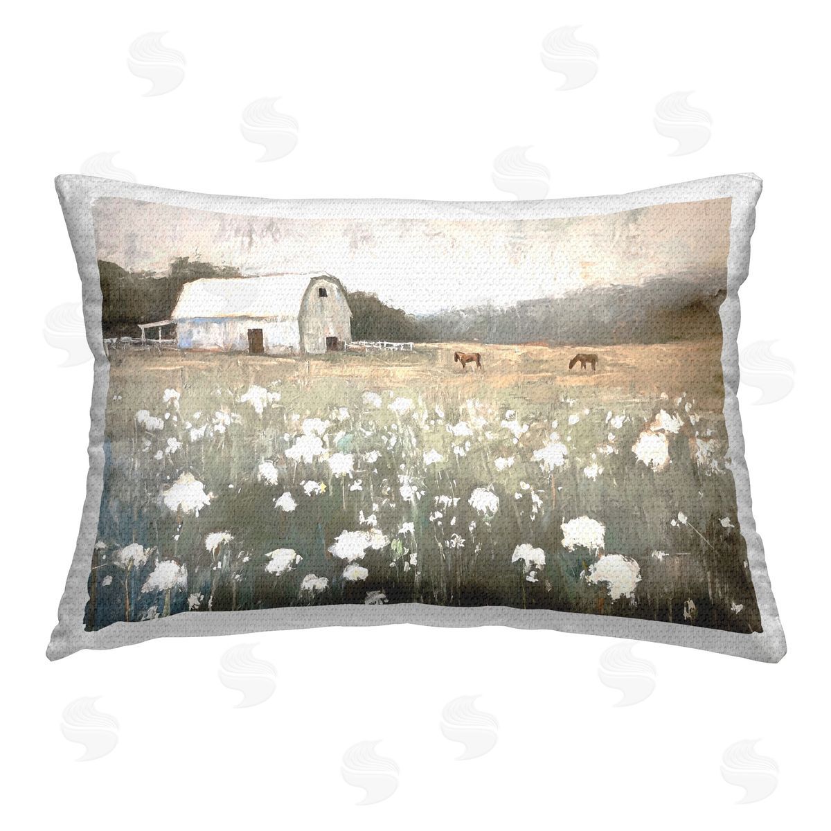 Ramona Murdock Peaceful Horse Pasture Outdoor Quick-Dry Polyester Printed Throw Pillow