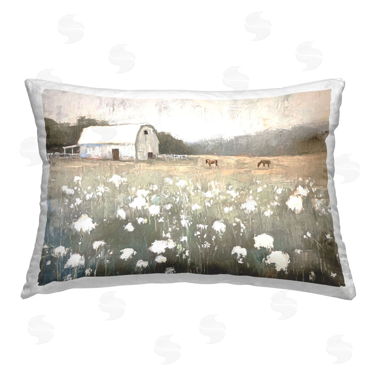 Ramona Murdock Peaceful Horse Pasture Printed Plush Polyester Throw Pillow