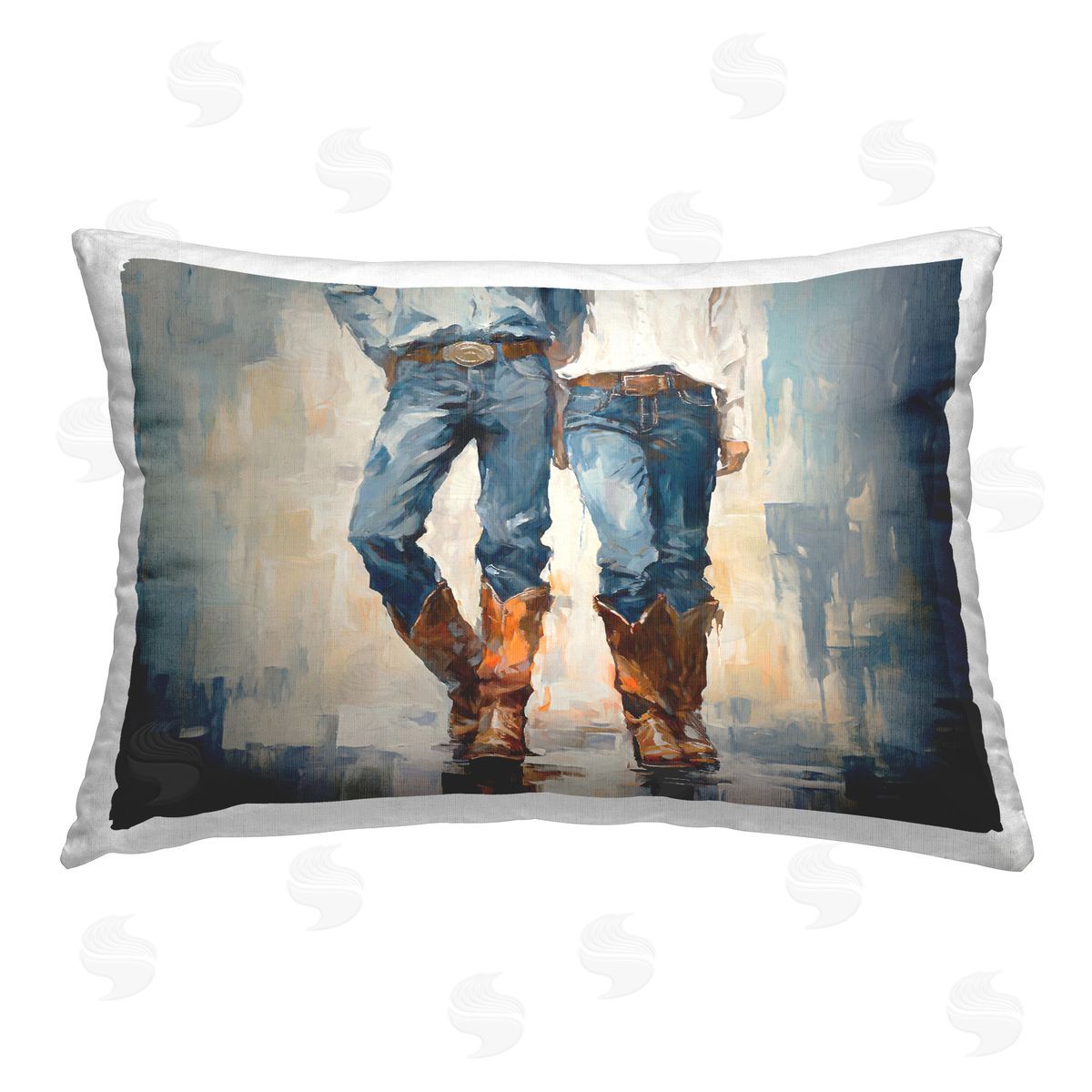Ramona Murdock Cowboy & Cowgirl Couple Printed Plush Polyester Throw Pillow
