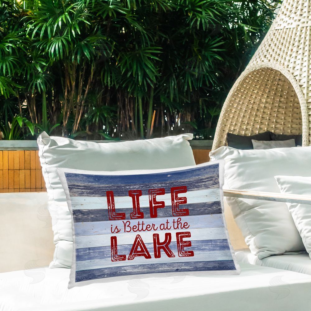 SD Graphics Studio Life At Lake Striped Outdoor Quick-Dry Polyester Printed Throw Pillow in Back Yard
