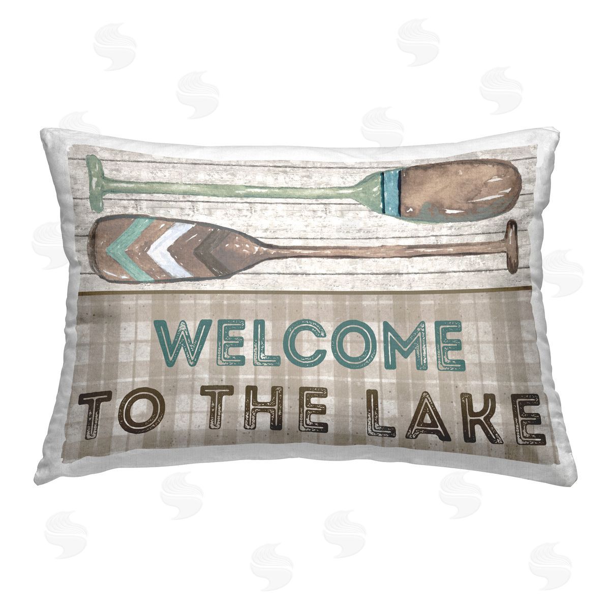 Elizabeth Medley Rustic Welcome Lake Oars Printed Plush Polyester Throw Pillow