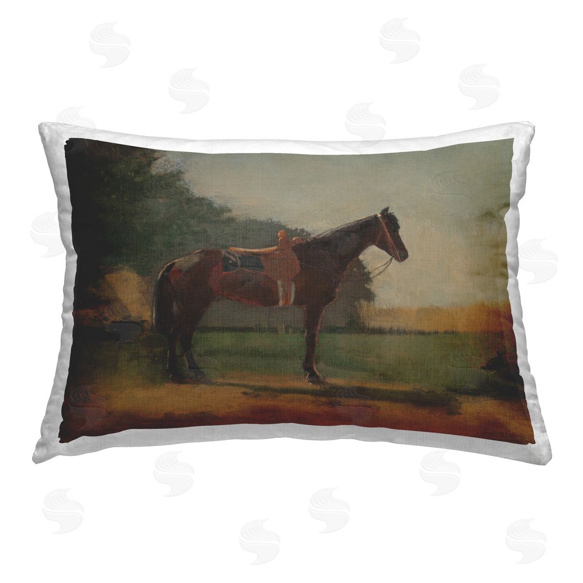 CAD Designs Racing Horse with Saddle Printed Plush Polyester Throw Pillow