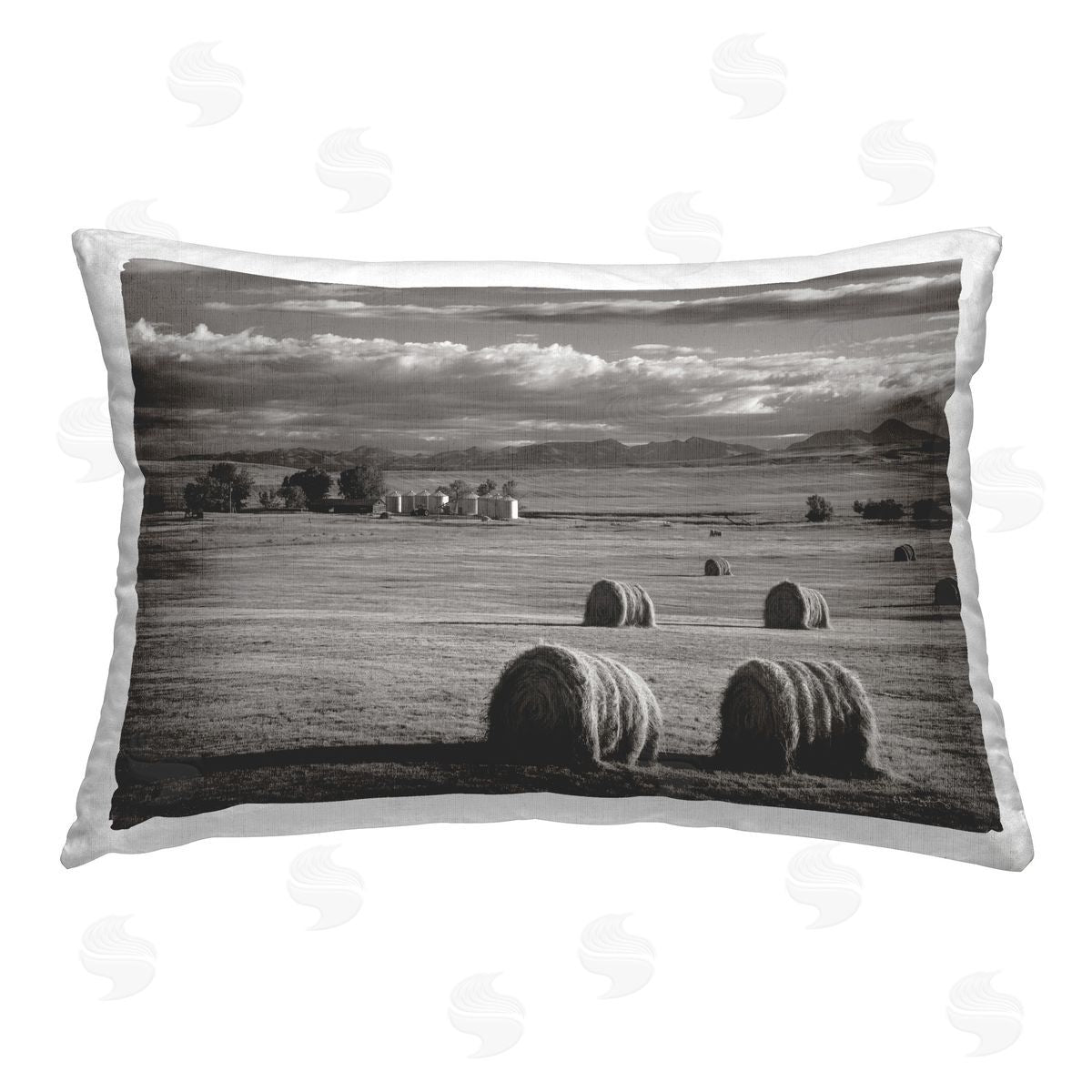 Alan Majchrowicz Montana Hay Bales Printed Plush Polyester Throw Pillow