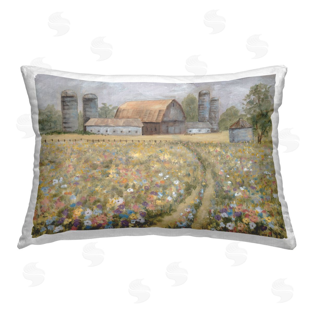 Pam Britton Meadow Path to Barn Printed Plush Polyester Throw Pillow