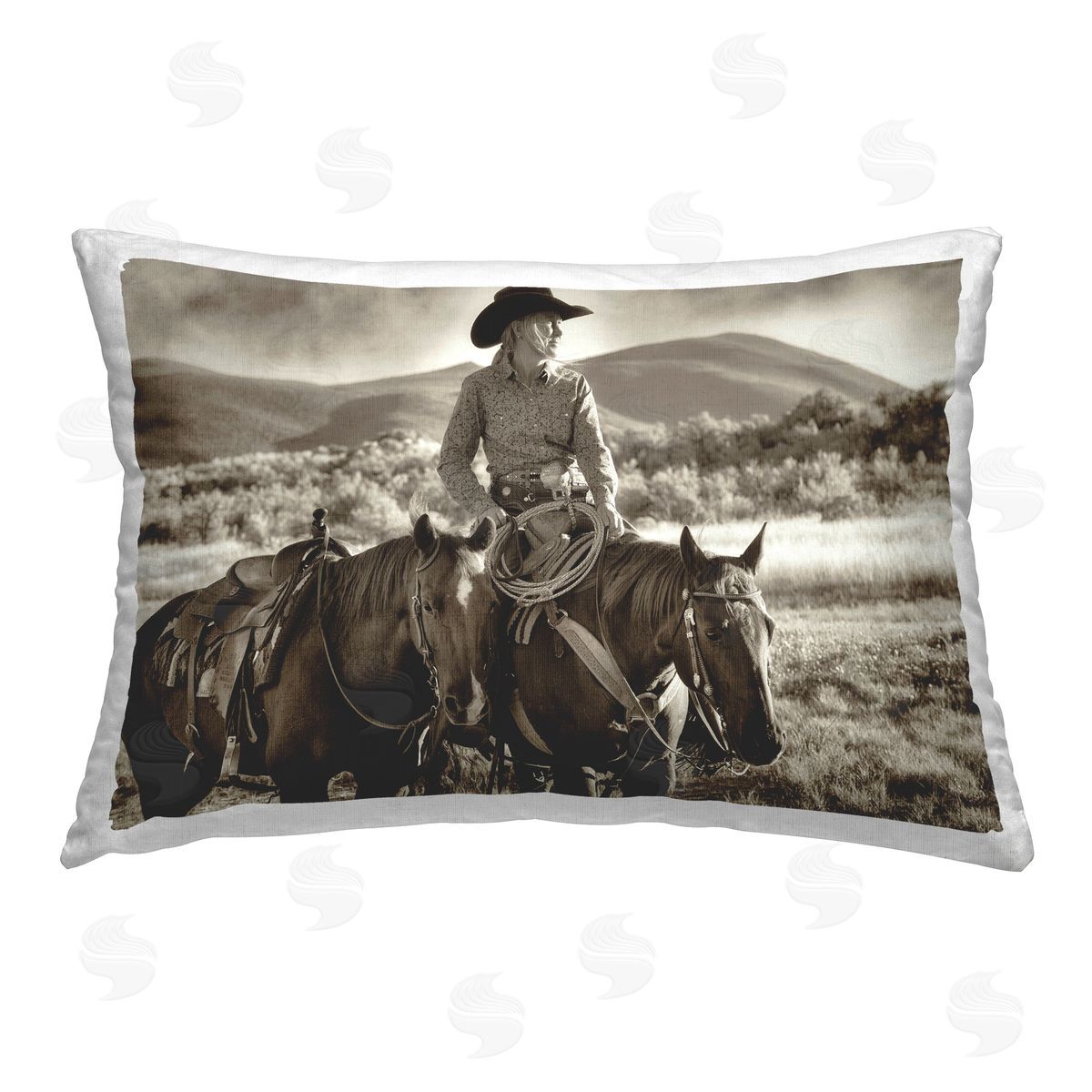 Lisa Dearing Stoic Cowgirl with Lasso Printed Plush Polyester Throw Pillow