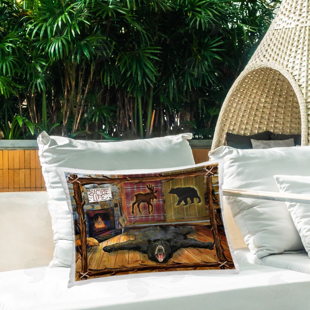 Ed Wargo Rustic Cabin Interior Outdoor Quick-Dry Polyester Printed Throw Pillow in Back Yard