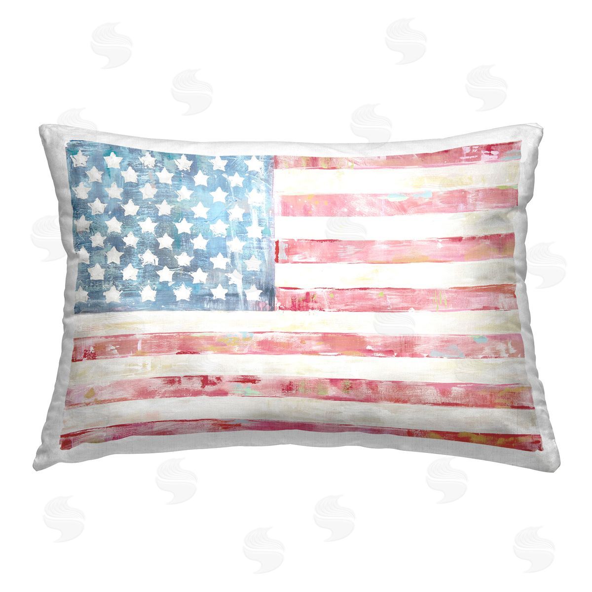 Jenny Westenhofer Patriotic Brushed Flag Printed Plush Polyester Throw Pillow