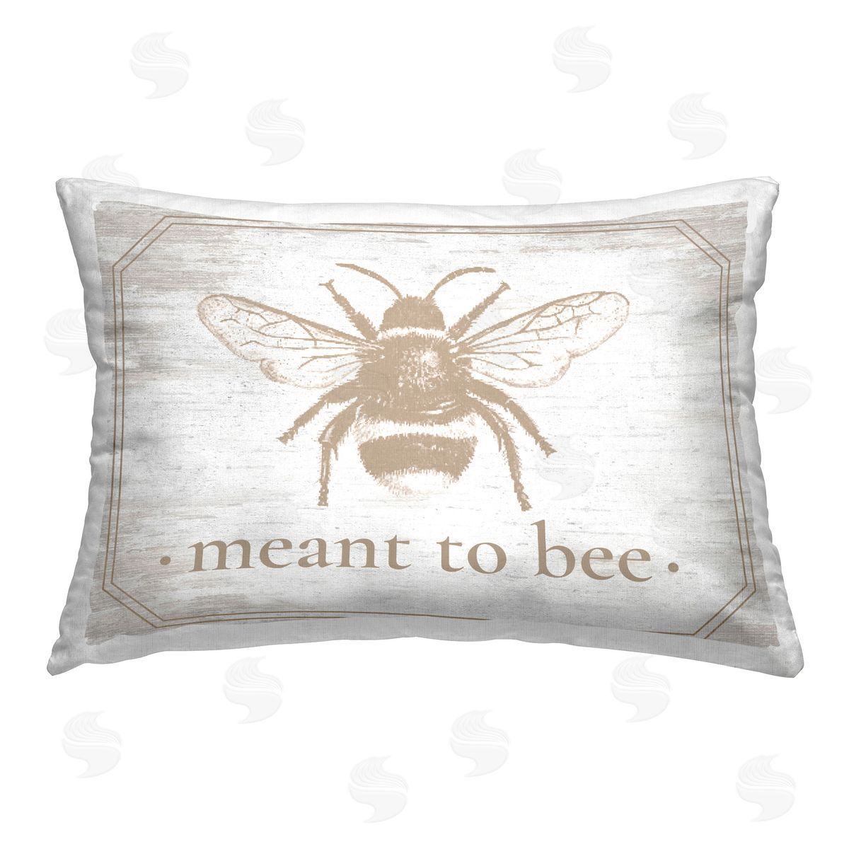 Lettered and Lined Distressed Meant To Bee Printed Plush Polyester Throw Pillow