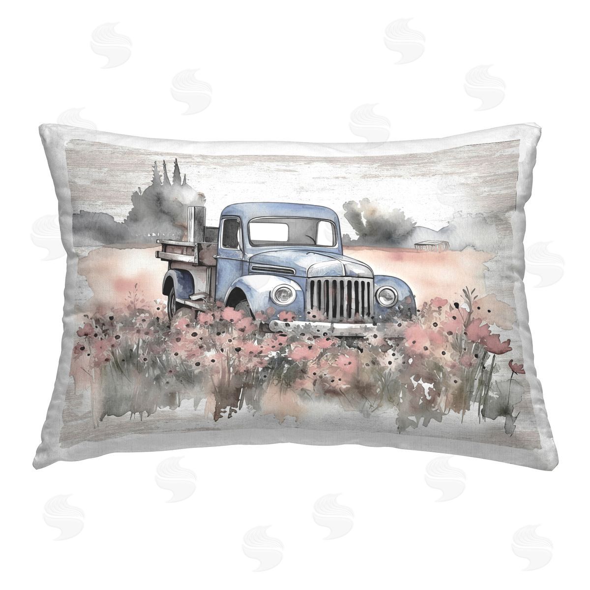 Lettered and Lined Pickup in Floral Meadow Printed Plush Polyester Throw Pillow