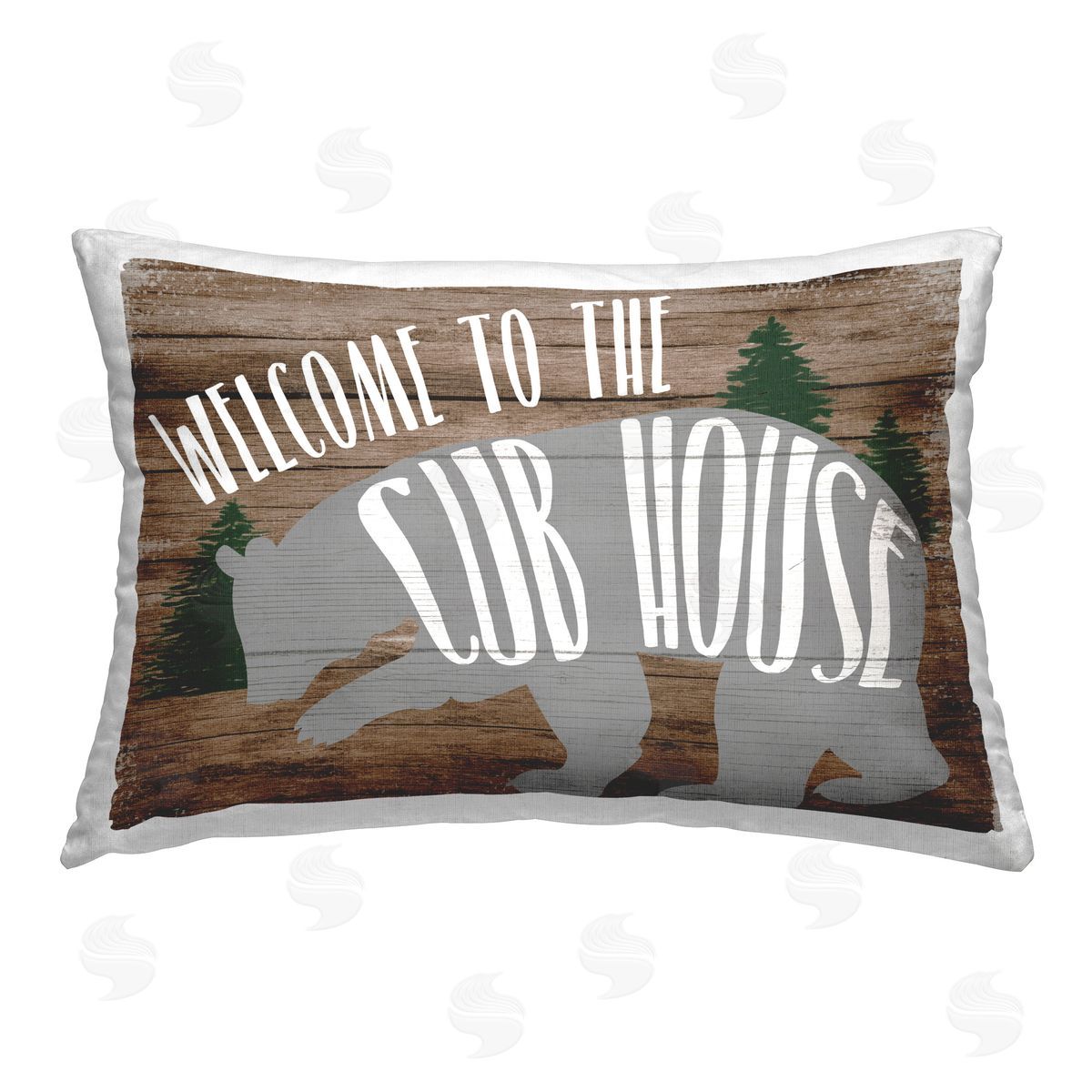 Stupell Studio Welcome Cub House Printed Plush Polyester Throw Pillow