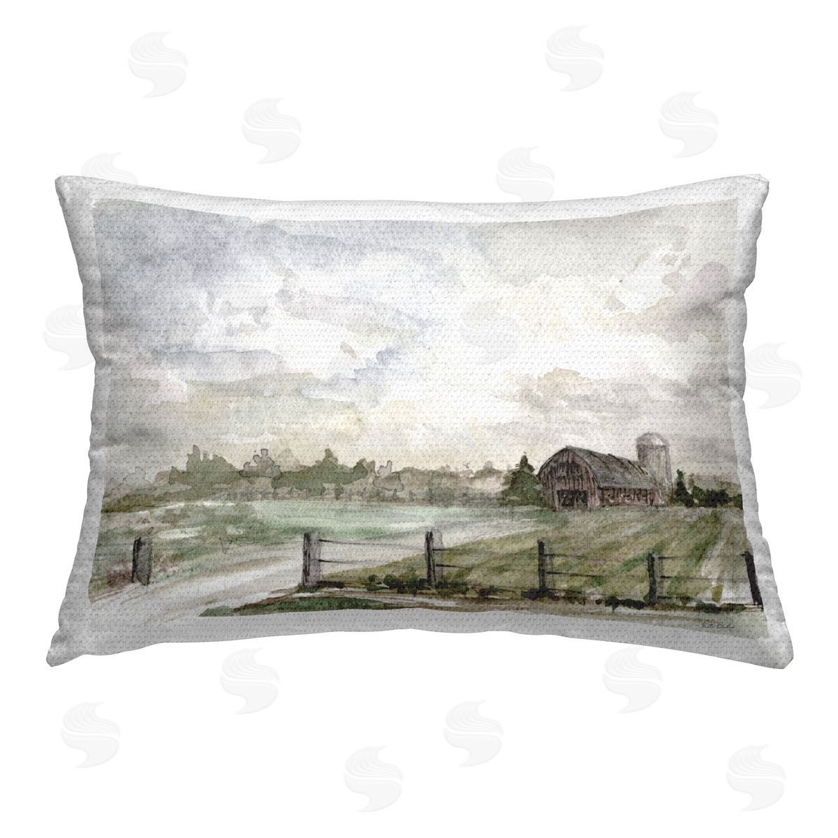 Patti Bishop Rustic Barn & Fence Outdoor Quick-Dry Polyester Printed Throw Pillow