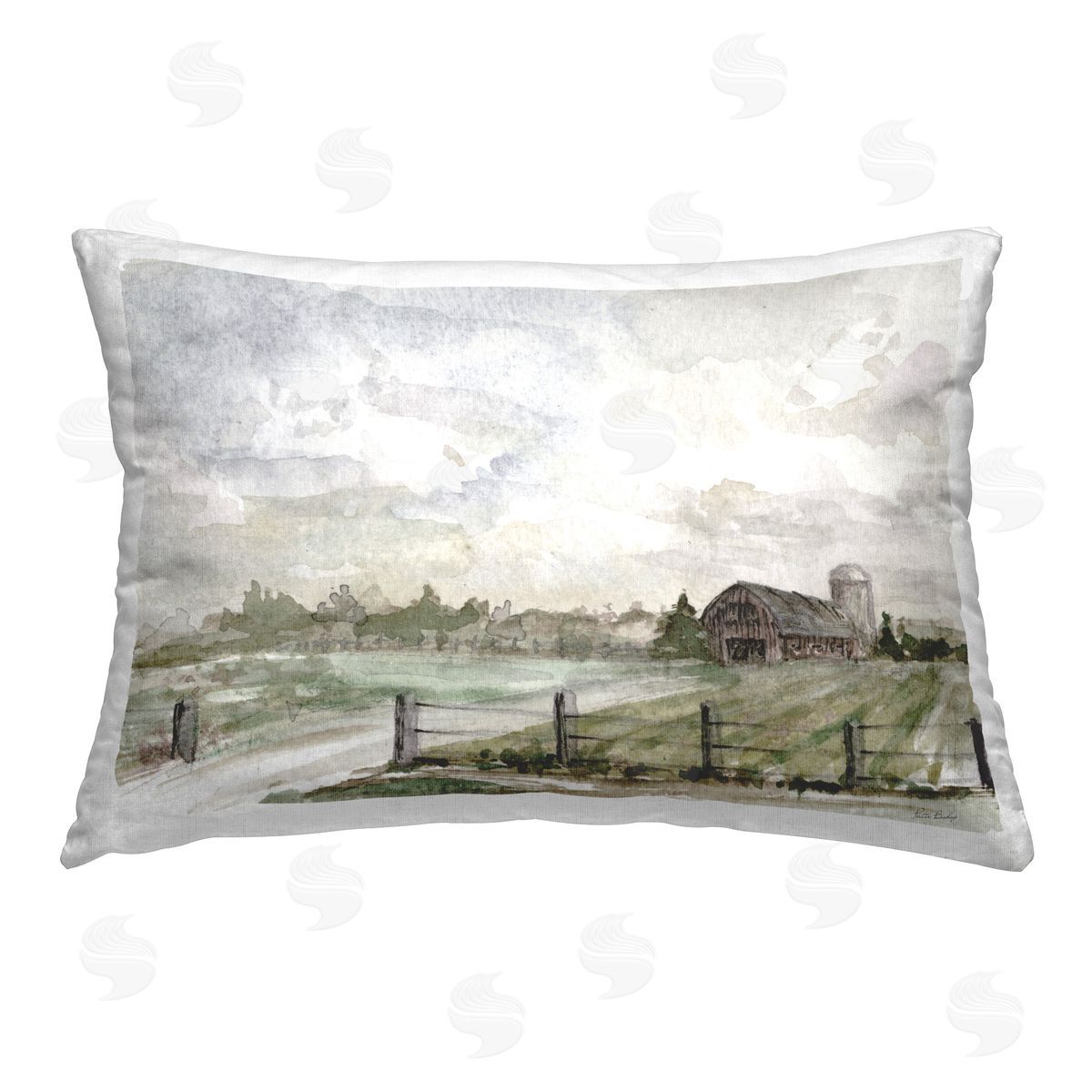 Patti Bishop Rustic Barn & Fence Printed Plush Polyester Throw Pillow