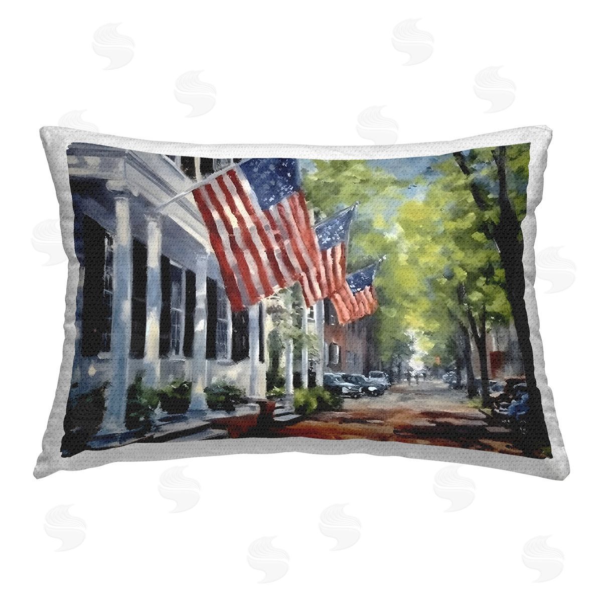 Petal Prints Design Flag Lined Building Outdoor Quick-Dry Polyester Printed Throw Pillow