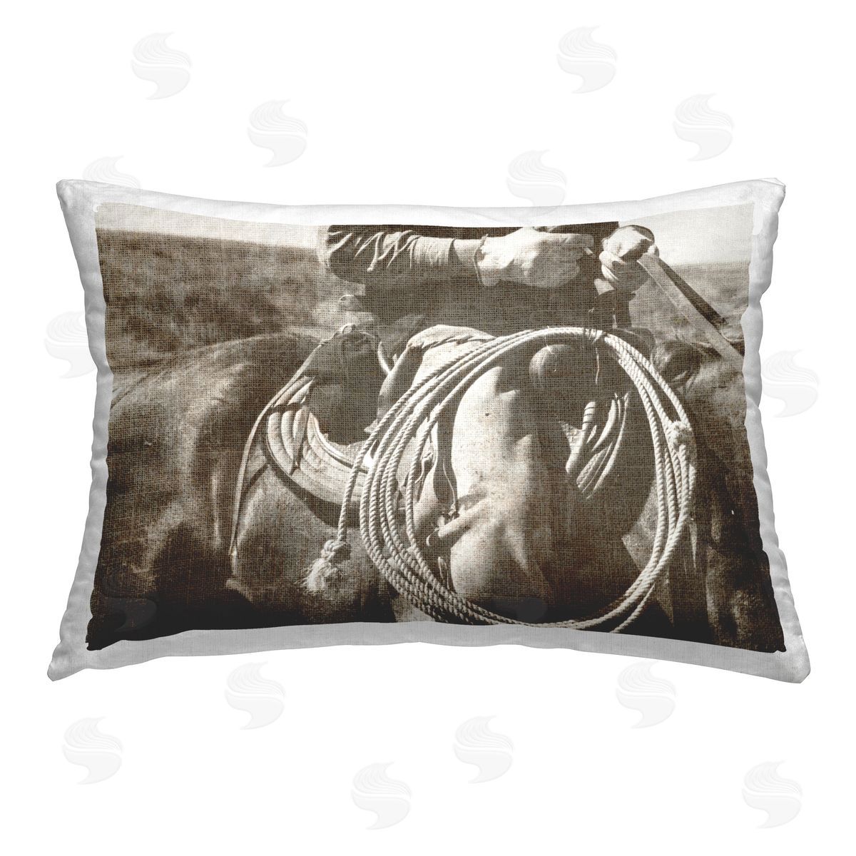 Riley B Cowboy with Lasso Printed Plush Polyester Throw Pillow