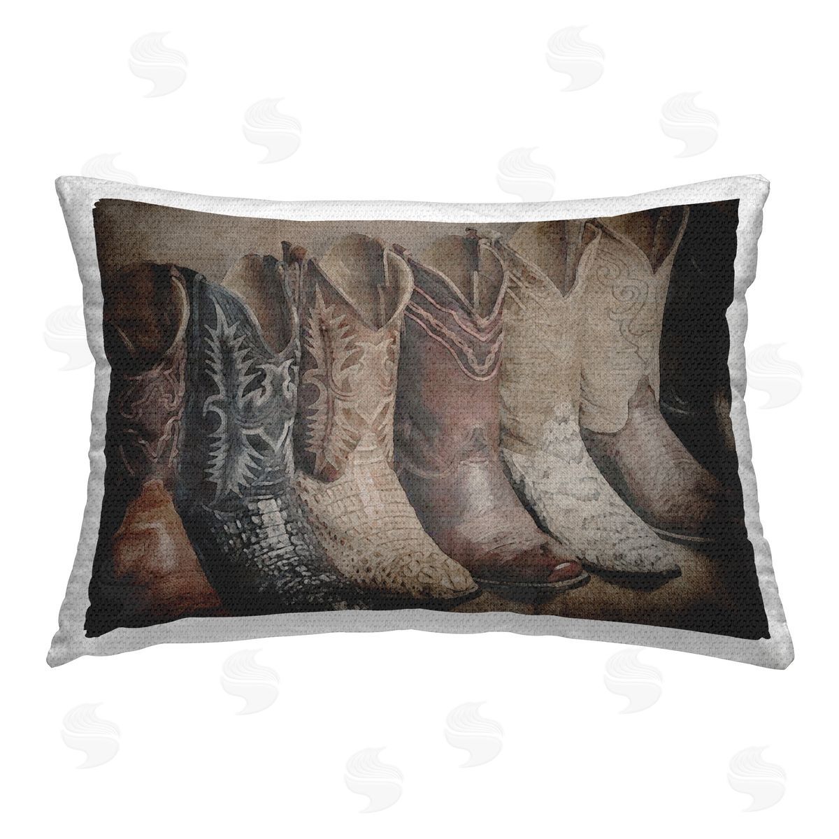Riley B Texan Lineup Boots Outdoor Quick-Dry Polyester Printed Throw Pillow