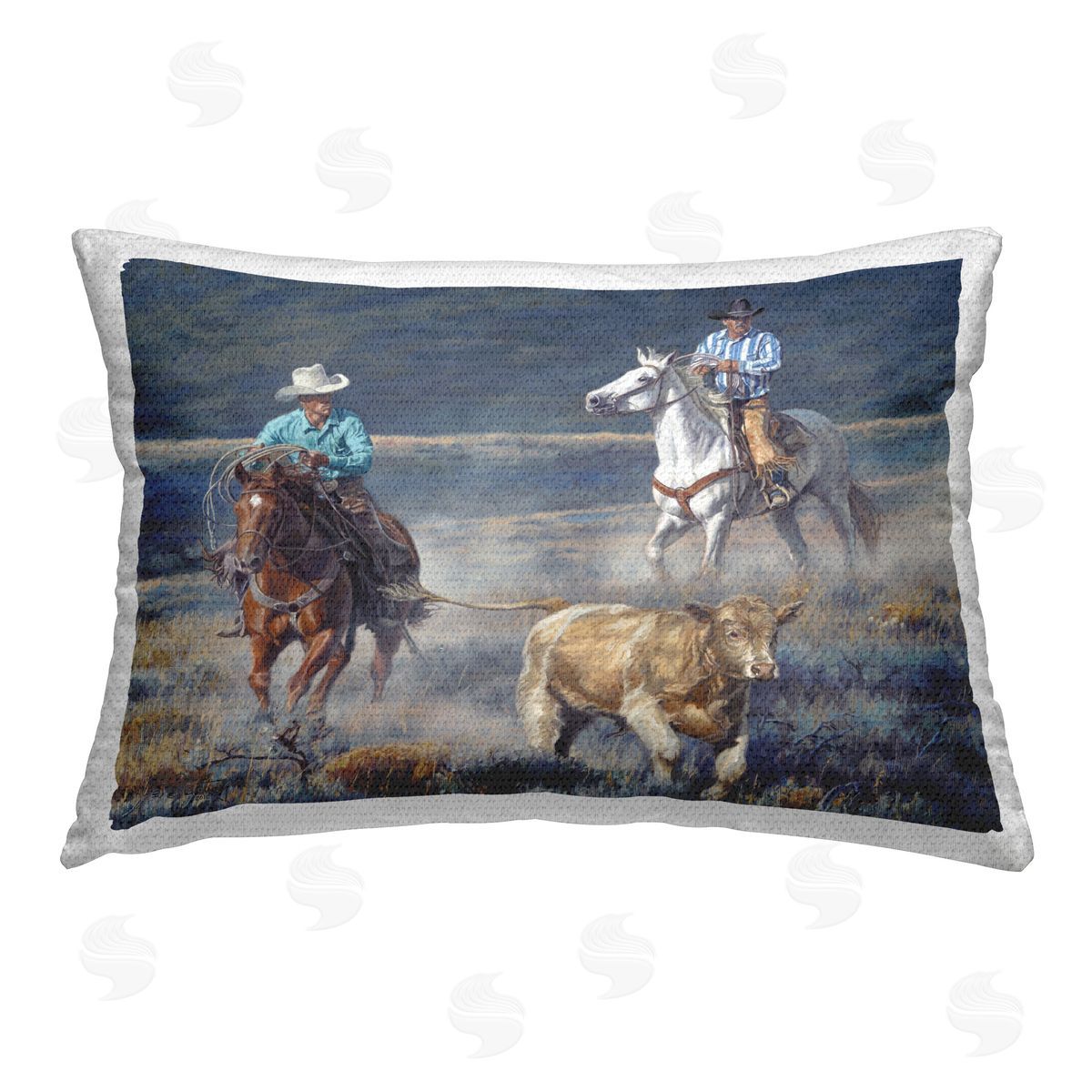 David Kiehm The Chase Cowboys Outdoor Quick-Dry Polyester Printed Throw Pillow