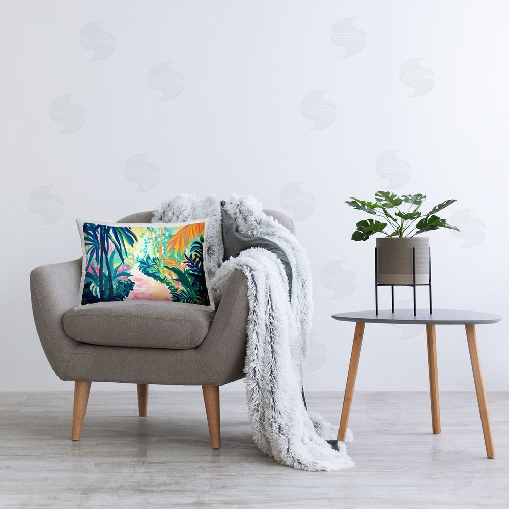 Ramona Murdock Garden Of Bright Color Printed Plush Polyester Throw Pillow On Chair