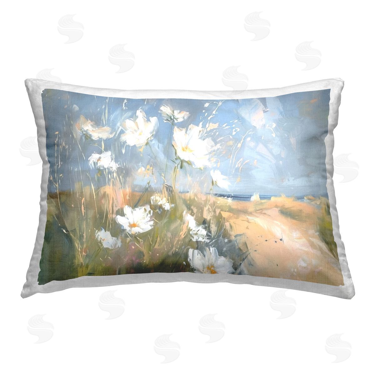 Ramona Murdock Seaside Wildflowers Scenery Printed Plush Polyester Throw Pillow