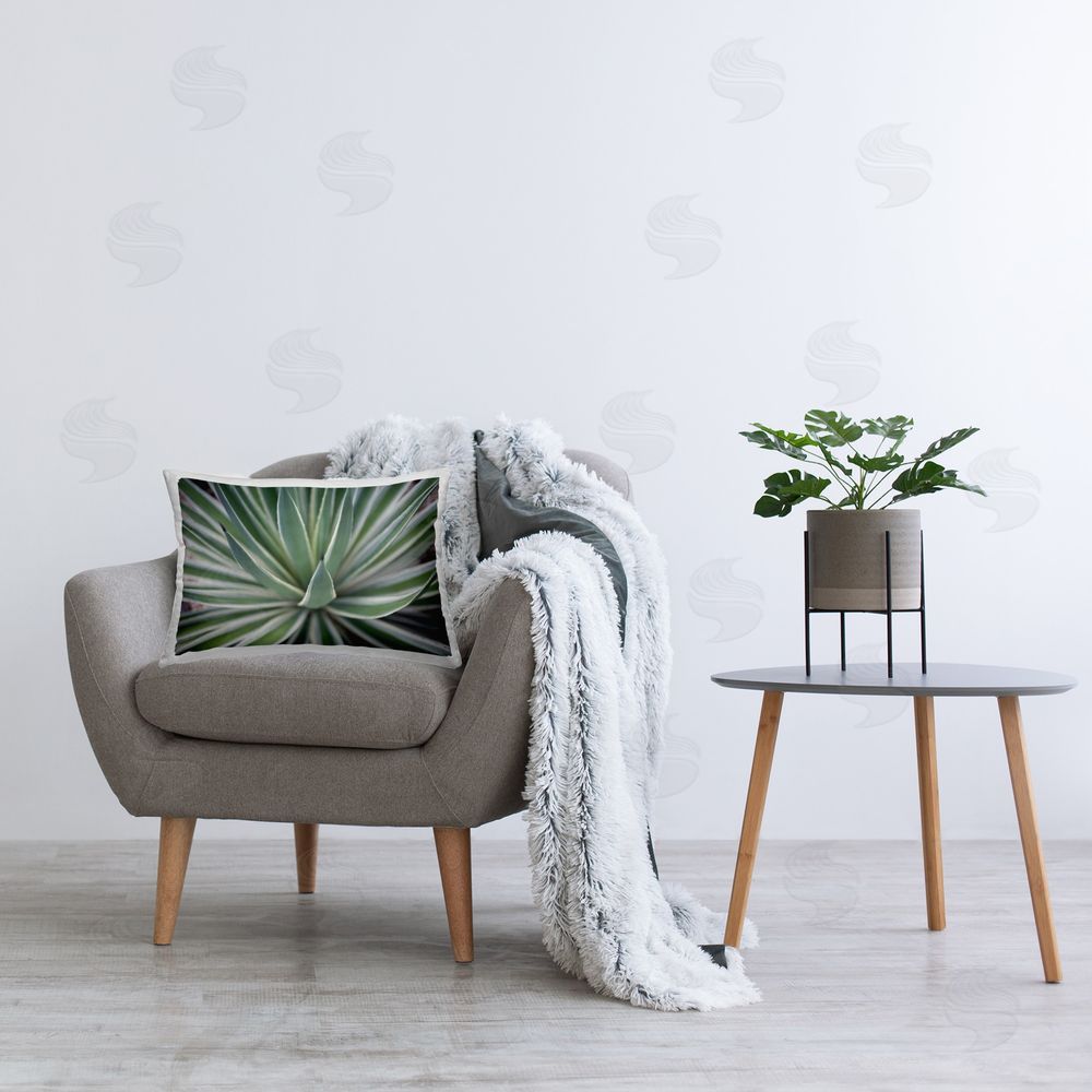 Susan Bryant Striped Plant Leaves Printed Plush Polyester Throw Pillow On Chair