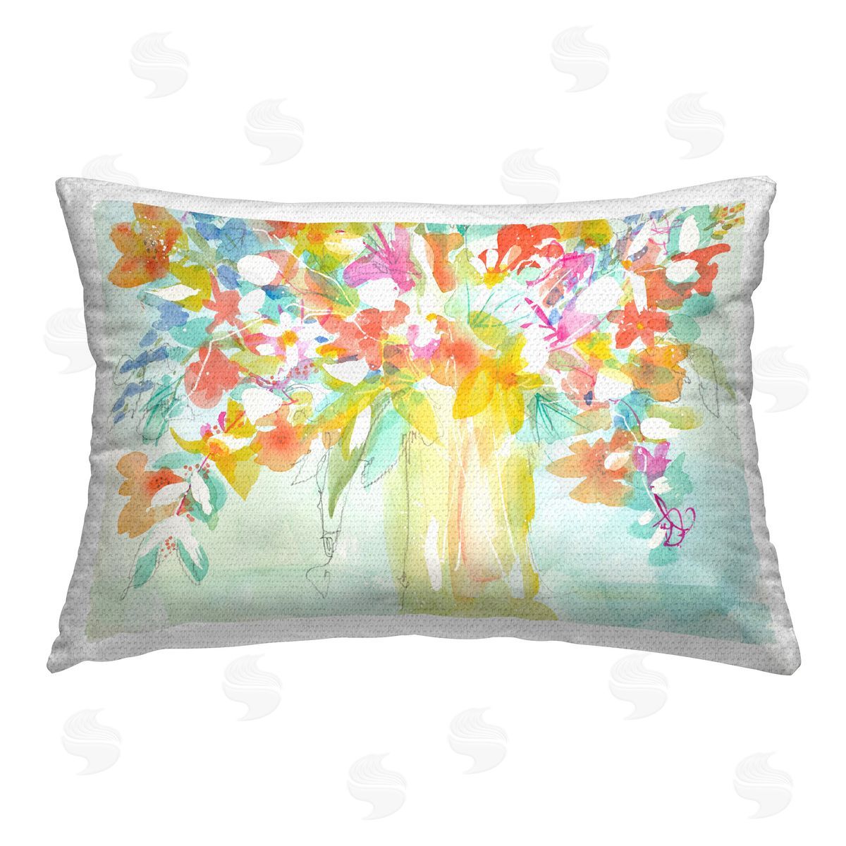 Krinlox Bold Eclectic Bouquet Outdoor Quick-Dry Polyester Printed Throw Pillow