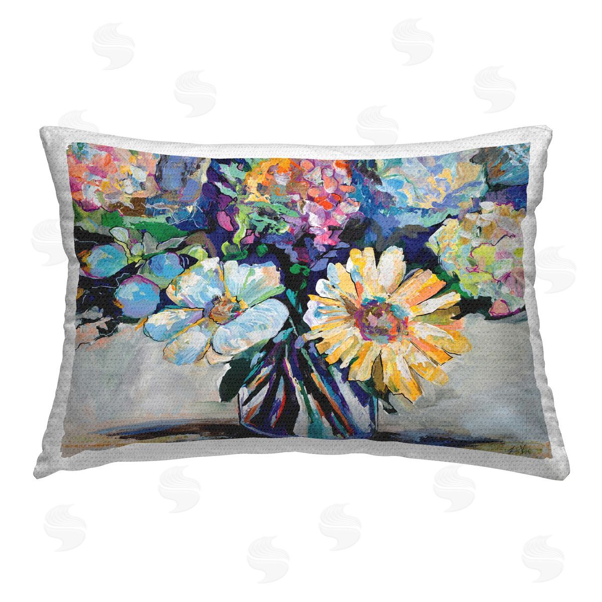 Jeanette Vertentes Exciting Times Bouquet Outdoor Quick-Dry Polyester Printed Throw Pillow