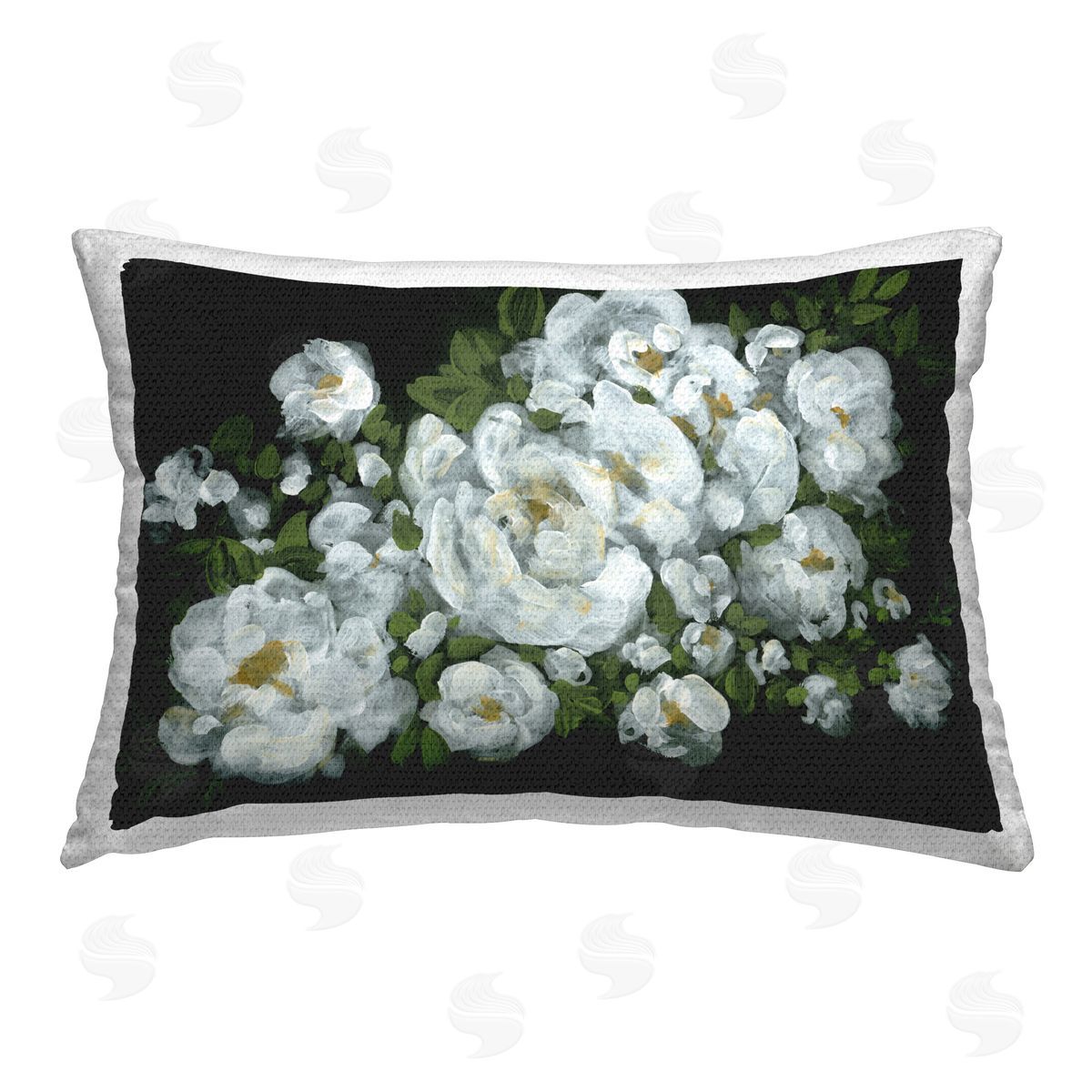 Yvette St. Amant Midnight Blooming Roses Outdoor Quick-Dry Polyester Printed Throw Pillow
