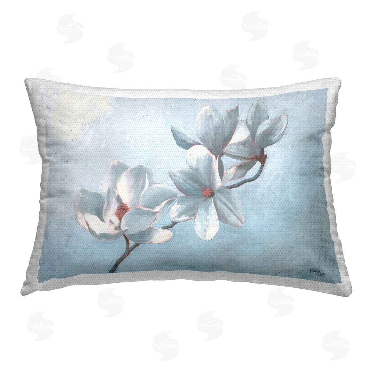 Wellington Studio Budding Magnolia Blooms Outdoor Quick-Dry Polyester Printed Throw Pillow