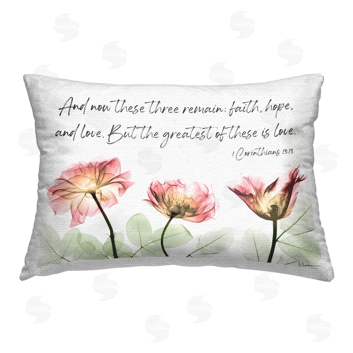 Albert Koetsier Faith Hope Love Floral Outdoor Quick-Dry Polyester Printed Throw Pillow
