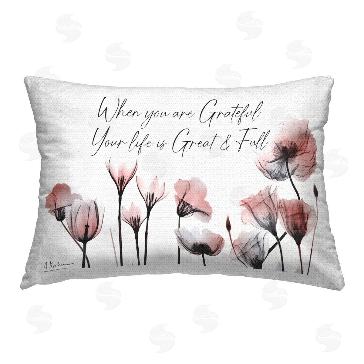 Albert Koetsier Grateful Faith Floral Outdoor Quick-Dry Polyester Printed Throw Pillow