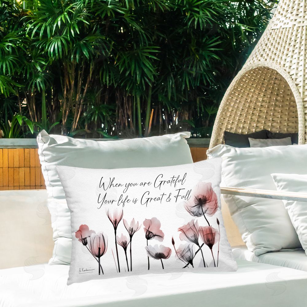 Albert Koetsier Grateful Faith Floral Outdoor Quick-Dry Polyester Printed Throw Pillow in Back Yard