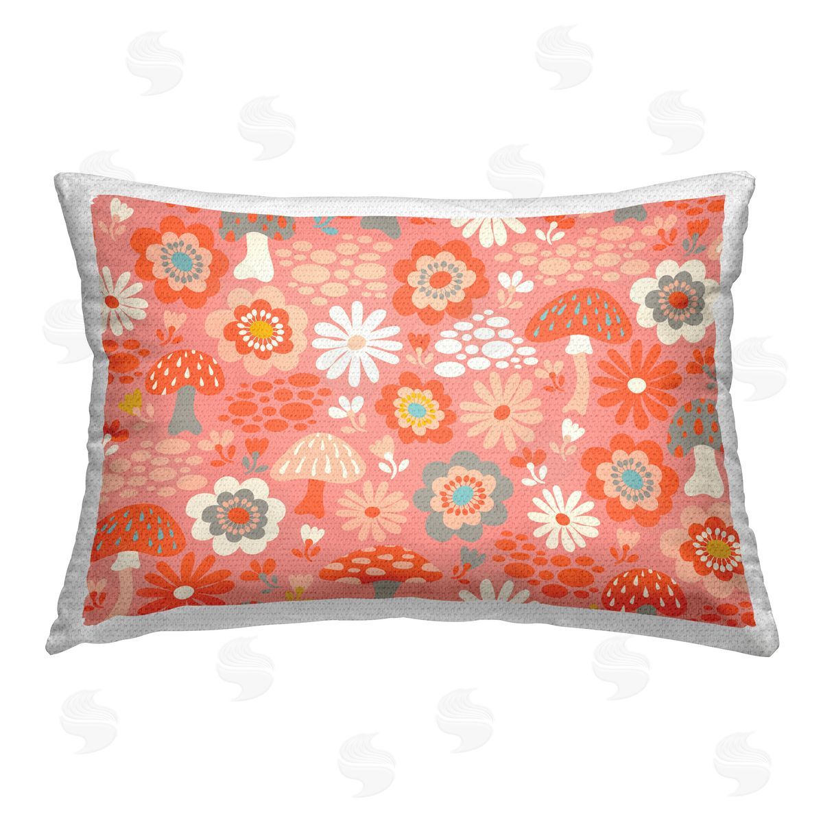 Carrie Cantwell Groovy Mushrooms Pattern Outdoor Quick-Dry Polyester Printed Throw Pillow