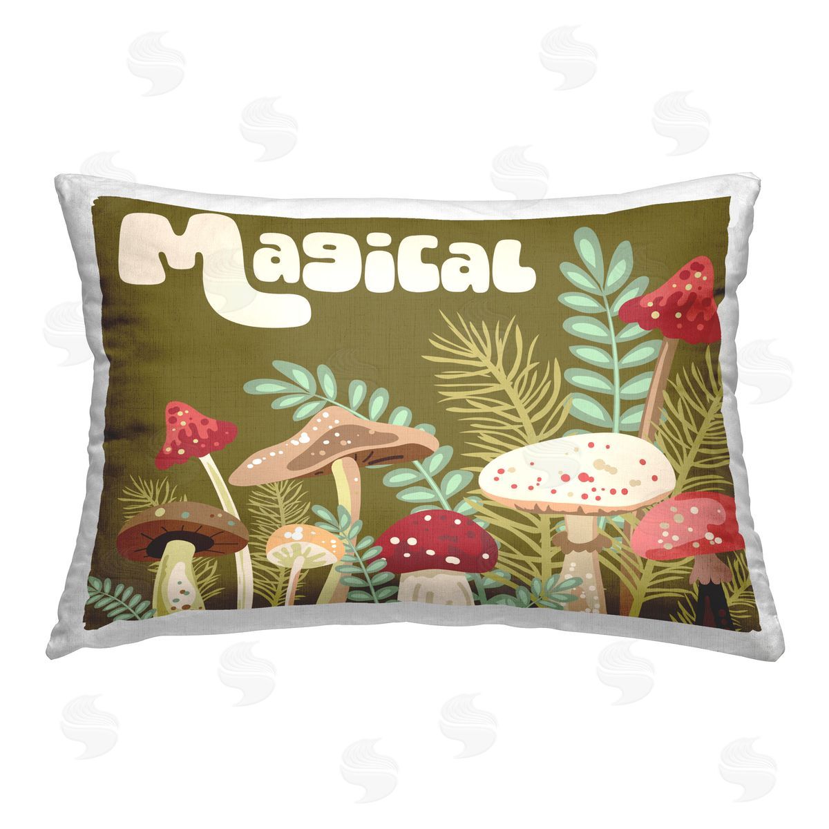 Diane Labombarbe Magical Botanical Mushrooms Printed Plush Polyester Throw Pillow