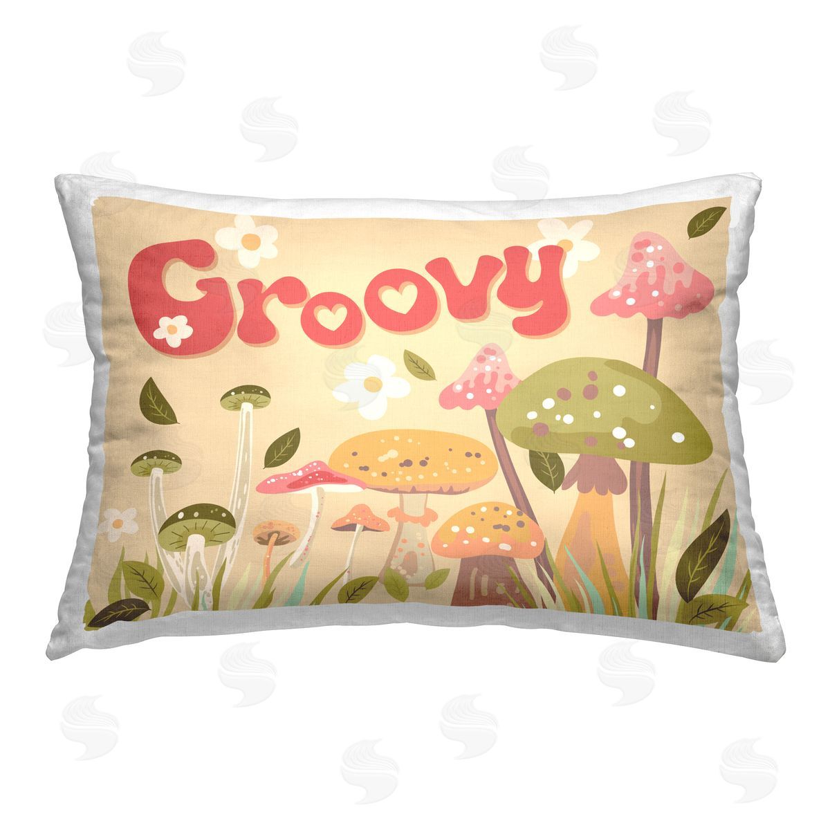 Diane Labombarbe Groovy Botanical Mushrooms Printed Plush Polyester Throw Pillow