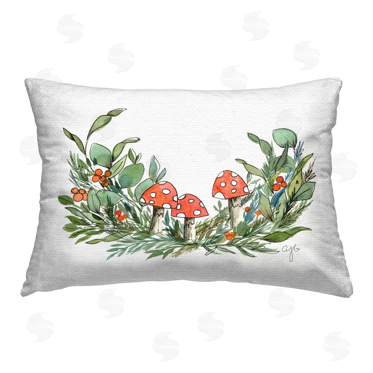 Alexandria Gilbert Kincaid Mushrooms & Vine Outdoor Quick-Dry Polyester Printed Throw Pillow