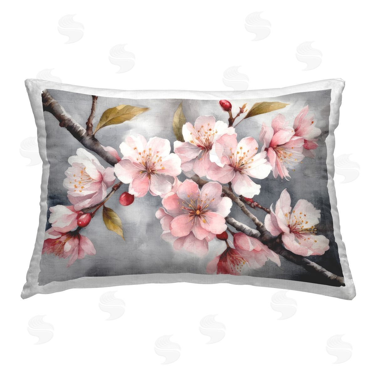 Kim Allen Blossoms On Grey Printed Plush Polyester Throw Pillow