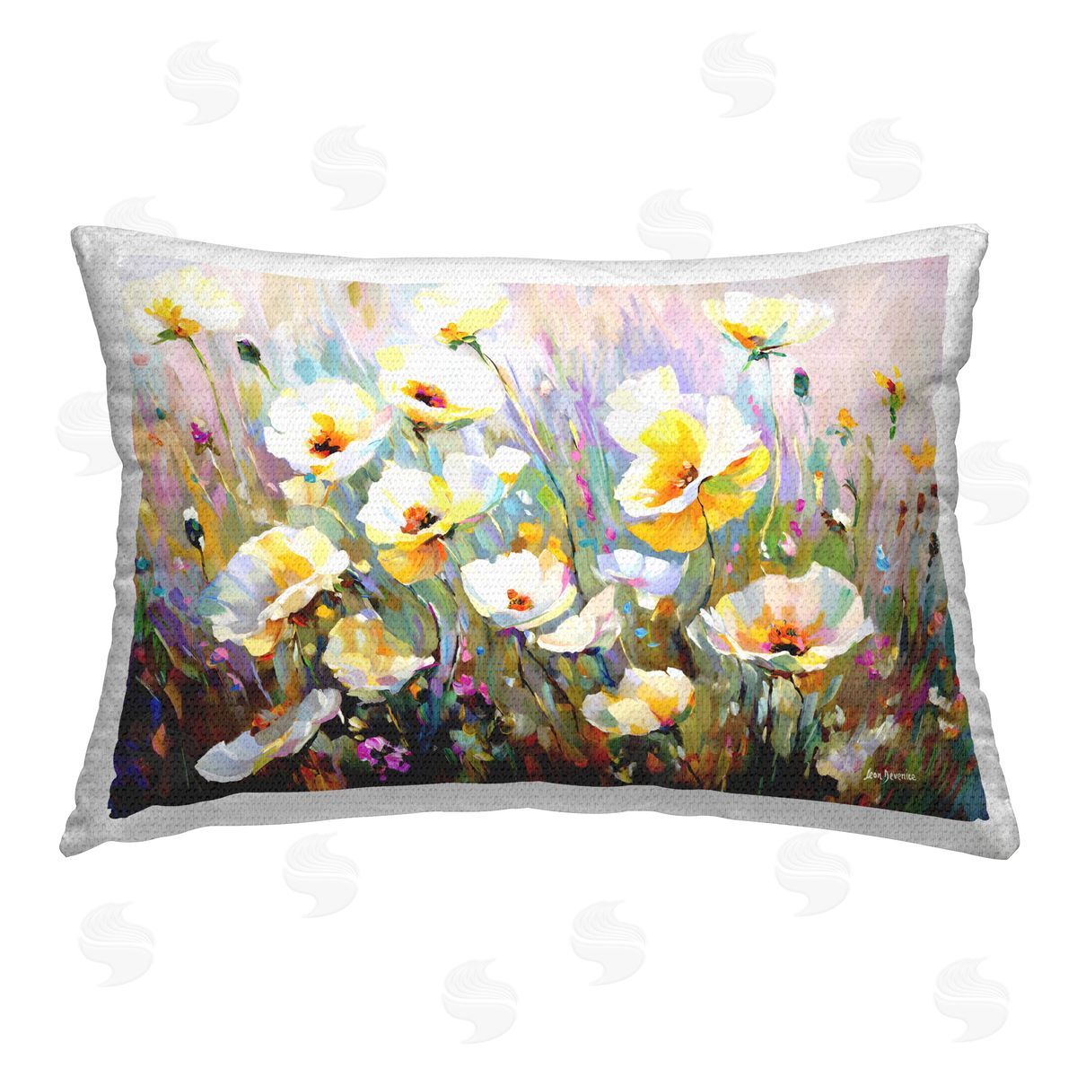 Leon Devenice Sunlit Petals Embrace Outdoor Quick-Dry Polyester Printed Throw Pillow
