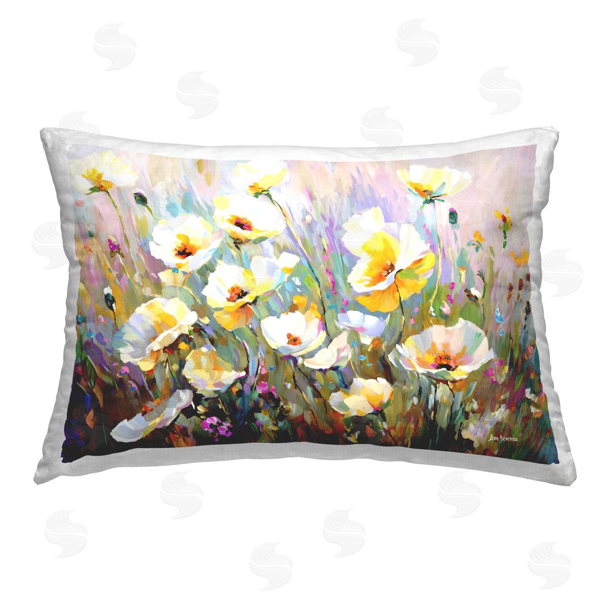Leon Devenice Sunlit Petals Embrace Printed Plush Polyester Throw Pillow