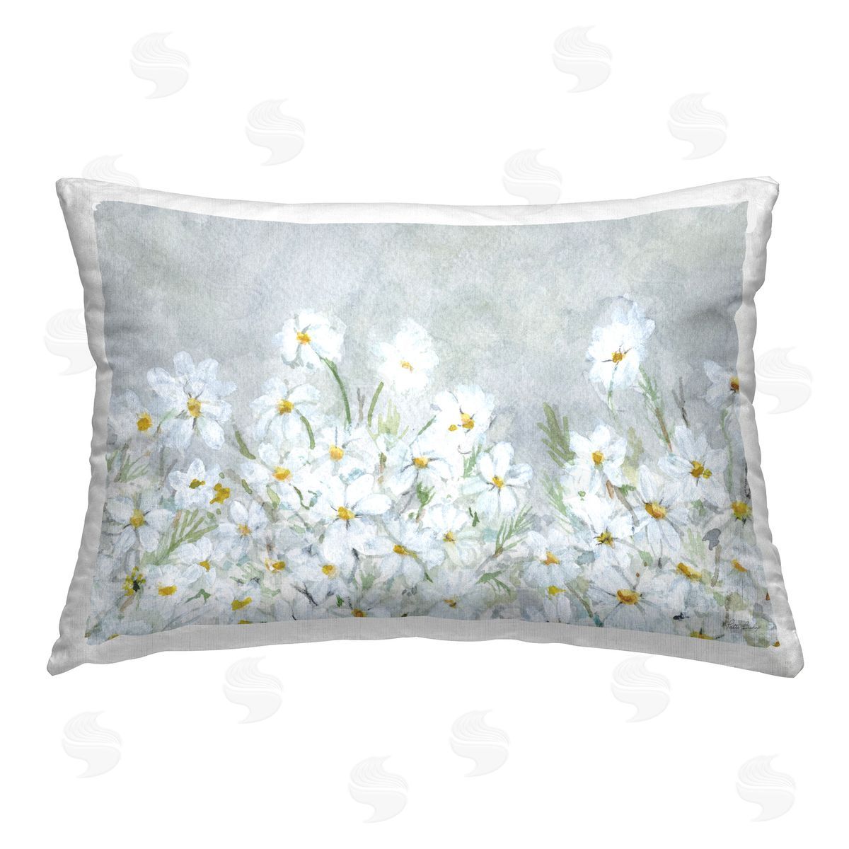 Patti Bishop Subtle Brushed Daisies Printed Plush Polyester Throw Pillow