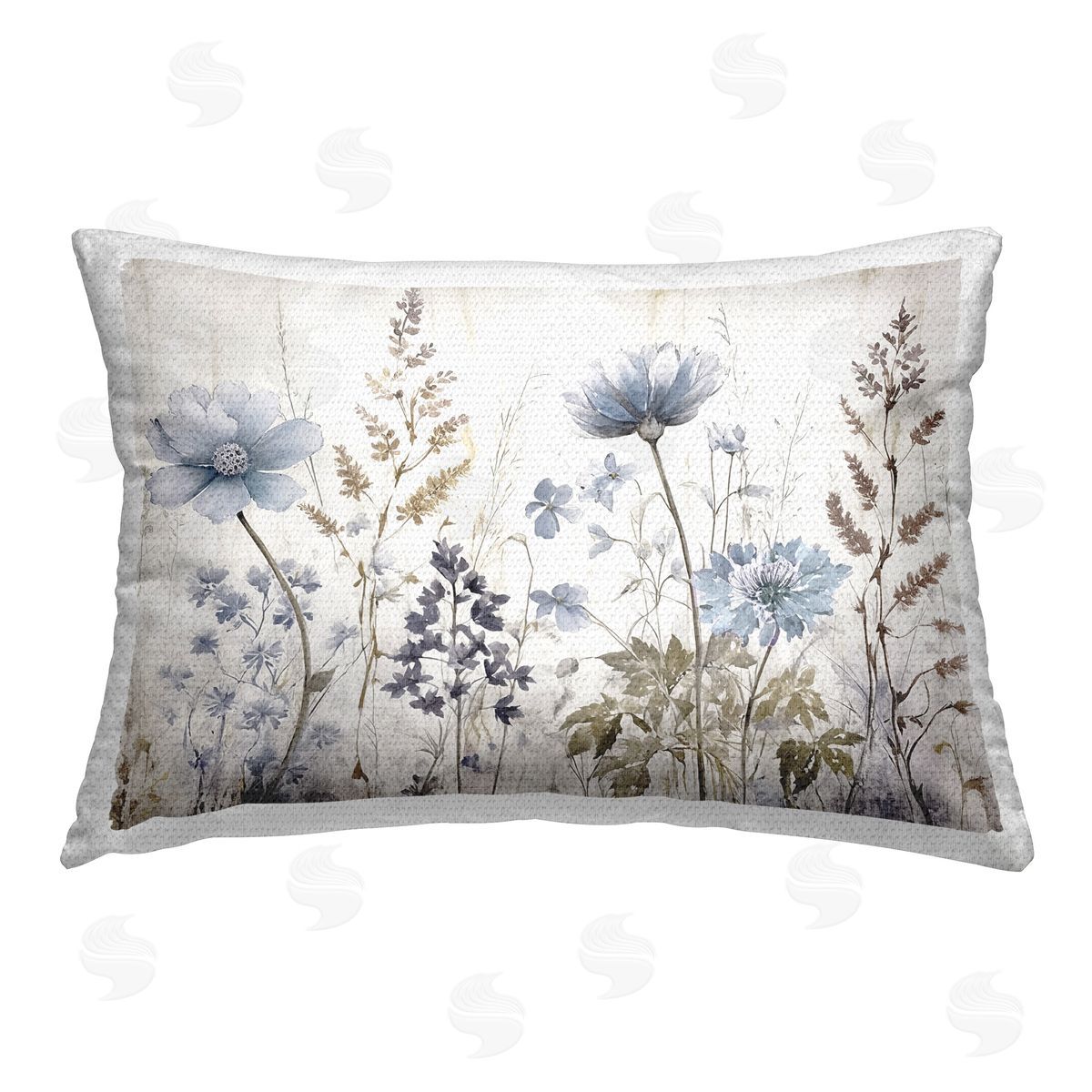 Sasha Blue Nature Sprigs Outdoor Quick-Dry Polyester Printed Throw Pillow