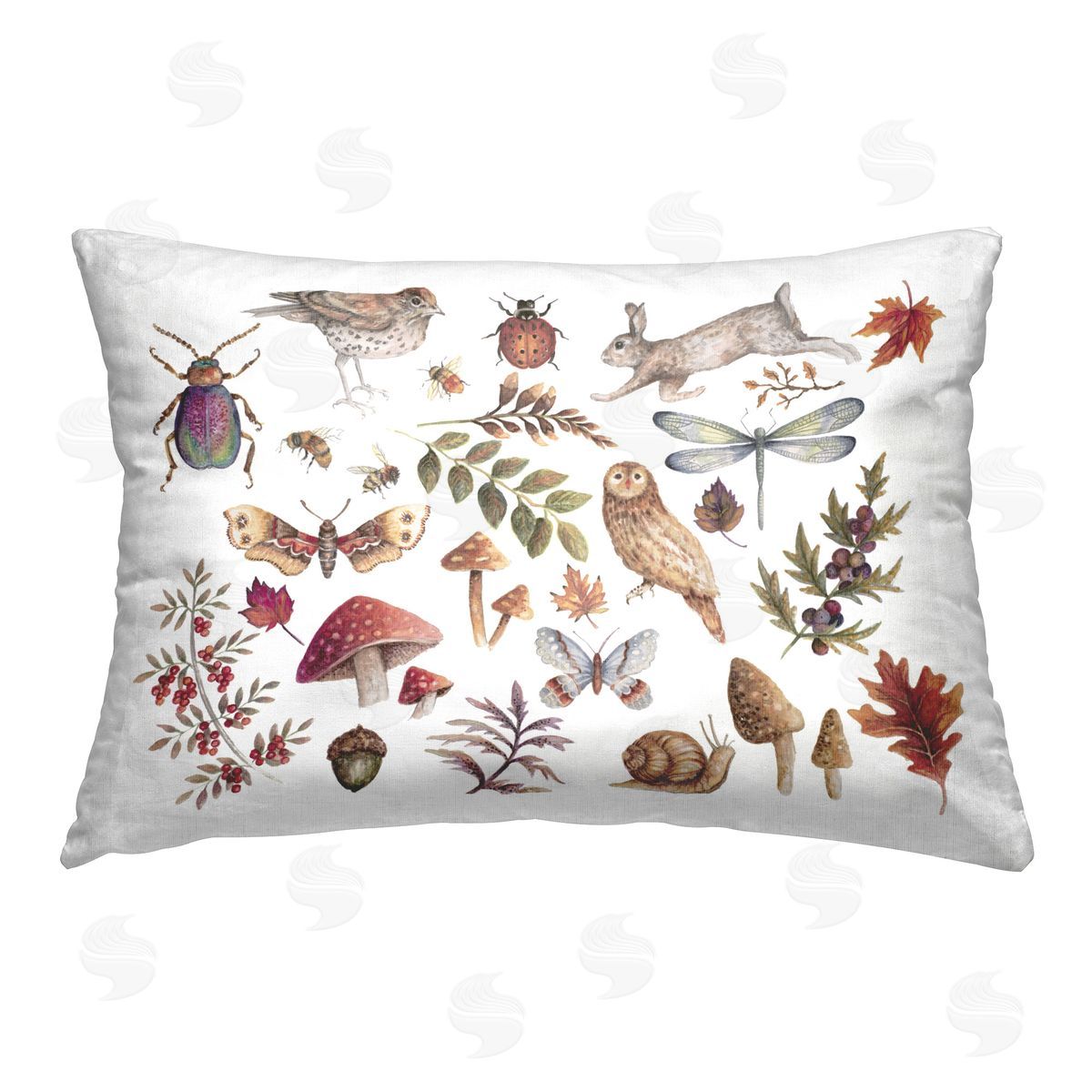 Janice Gaynor Forest Fauna & Flora Printed Plush Polyester Throw Pillow