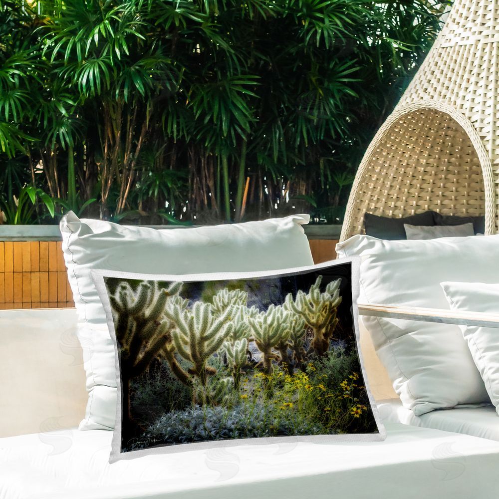 Dennis Frates Desert Cactus Forest Outdoor Quick-Dry Polyester Printed Throw Pillow in Back Yard