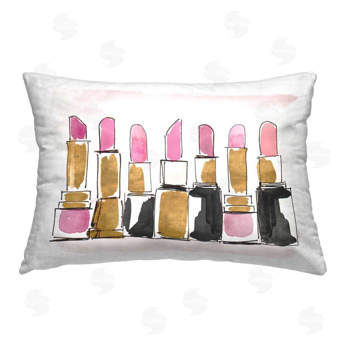 Lanie Loreth Glam Lipstick Doodle Printed Plush Polyester Throw Pillow