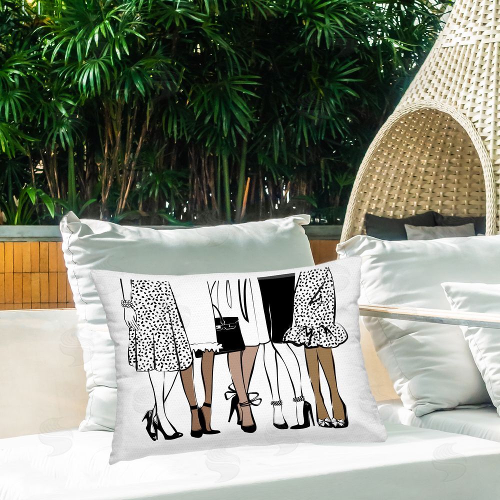 Martina Pavlova Trendy Fashion Girlfriends Outdoor Quick-Dry Polyester Printed Throw Pillow in Back Yard