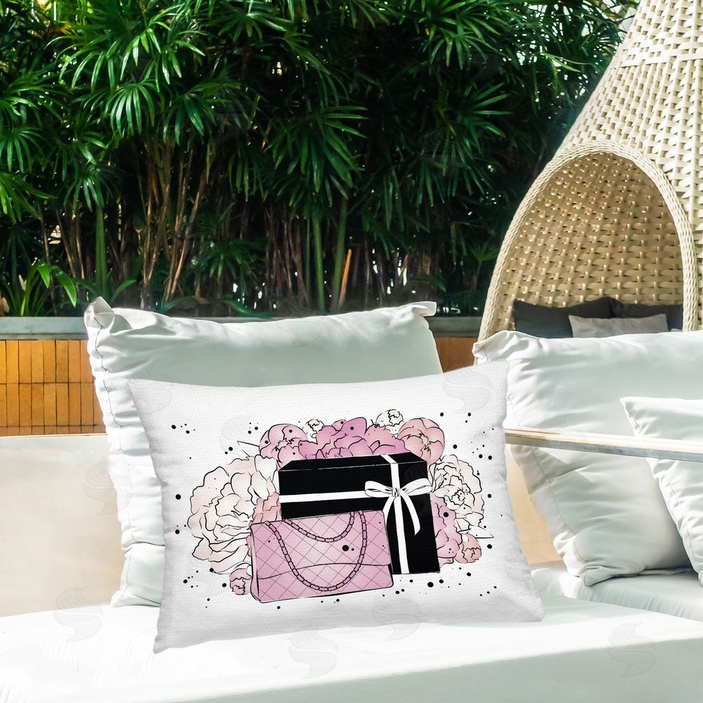 Martina Pavlova Peony Swathed Handbags Outdoor Quick-Dry Polyester Printed Throw Pillow in Back Yard