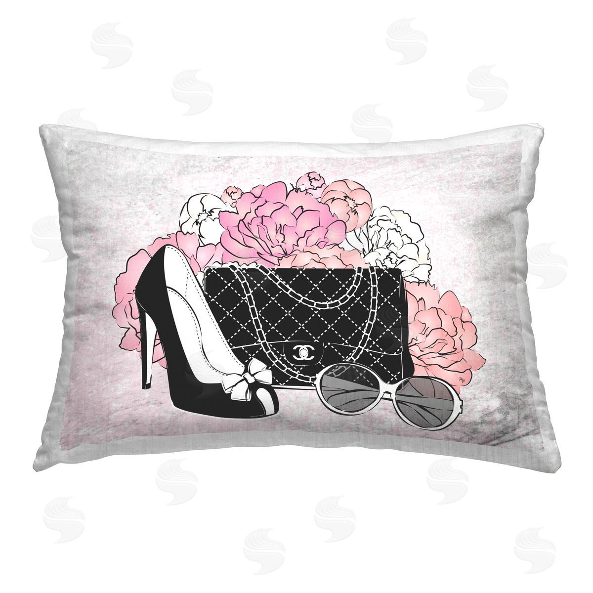 Martina Pavlova Black Glam Accessories Printed Plush Polyester Throw Pillow