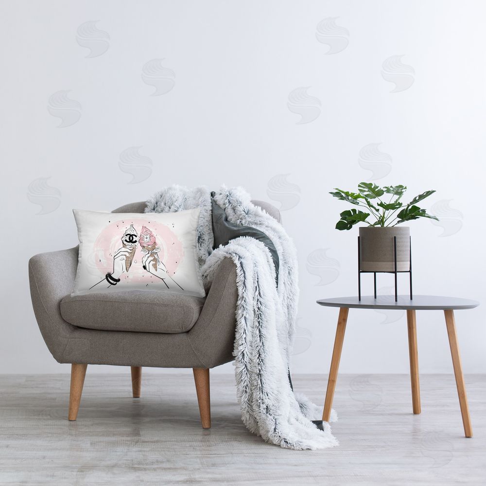 Martina Pavlova Glam Ice Cream Cheers Printed Plush Polyester Throw Pillow On Chair